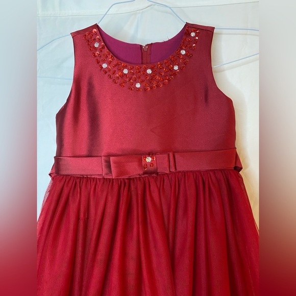 Girls flower girl Burgundy formal party dress size 130cm (7/8) - Picture 4 of 9